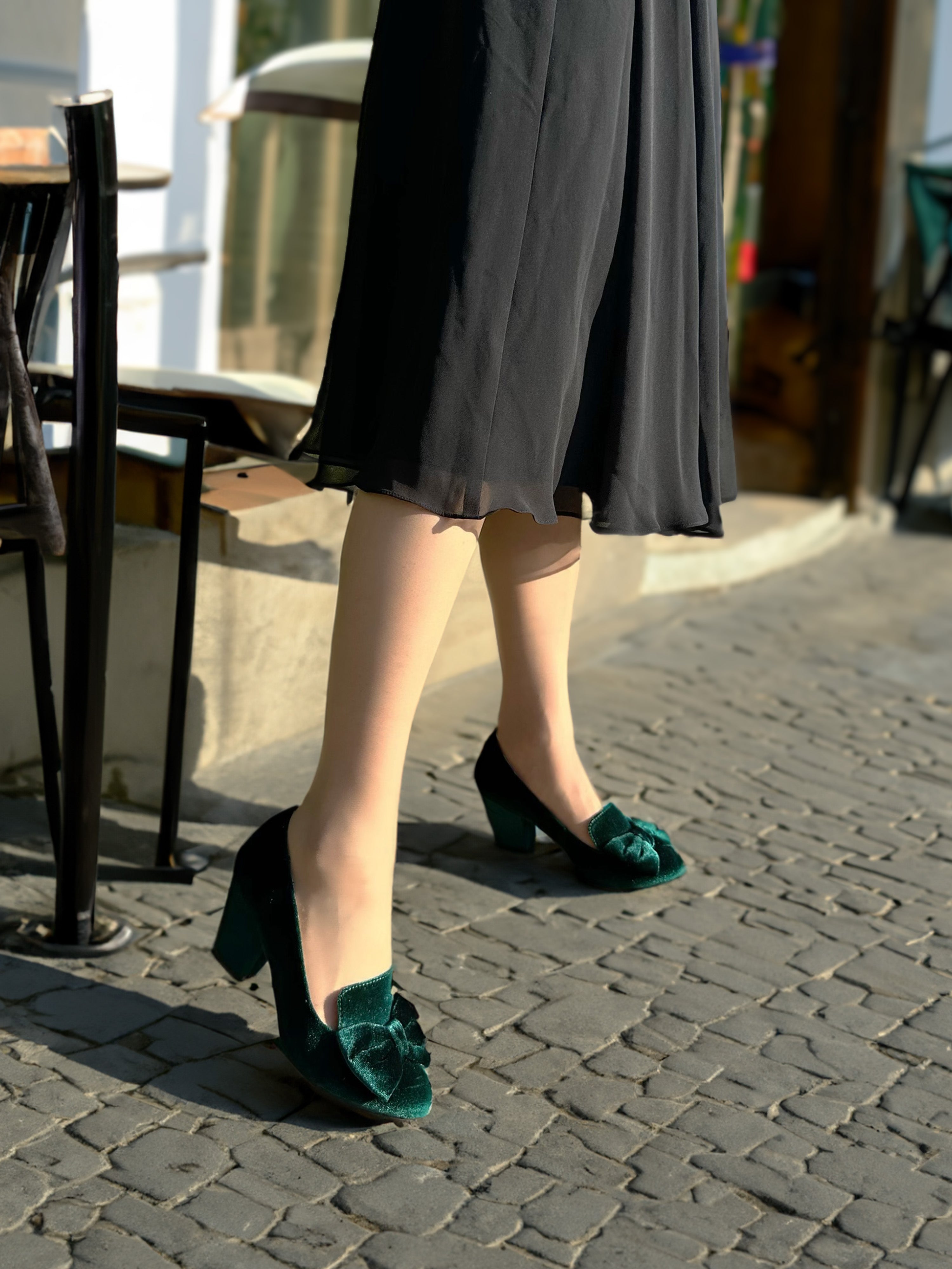 Green clearance velvet shoes